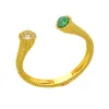 Gioielli per donna Bracciale in agata verde a forma di U con diamanti Ciondolo per polsino in metallo rame retrò Braccialetti da donna femminili Gioielli Pietra di cristallo