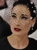 Headpieces One Layer Black Bridal Hats Crystal Beaded Net Birdcage Face VeilsHeadpieces