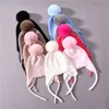 Sonbahar Kış Bebek Beanie Hat Fluffy Sevimli Sahte Kürk Pom Kaşmir Yün Kapağı Çocuklar Açık Sıcak Kalın Çift Katmanlı Kulak Valfı Beanie J220722