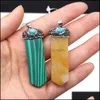 Konst och hantverk Wrap Natural Stone 7 Chakra Charms Sword Shape Rose Quartz Healing Reiki Crystal Tiger Eye Pendant Hitta Sports2010 DHXOL