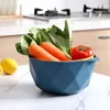 Dubbelskikt Basket Drain Bowl Fruit Vegetable Colanders Filders Roterabel förvaringslåda Plasttvättkorg HH22-171