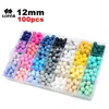 LOFCA 12mm 100pcs Silicone Beads Round Teether Baby Nursing Necklace Pacifier Clip Oral Care BPA Free Food Grade Colorful 220815