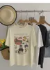 T-shirt da donna Gattino bambola di carta stampata T-shirt casual estive da donna T-shirt a maniche corte larghe in cotone bianco T-shirt basic femminileDonna