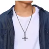 Colliers pendentifs Collier de croix pentagramme inversé pour hommes Symbole satanique en acier inoxydable à l'envers