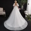 Andra bröllopsklänningar Luxury O Neck Flare Sleeve 2022 Dress Lace Applique Plus Size With Train Bride Gown Vestido de Noiva Lother