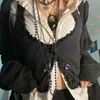 Doury Goth Volants Frill Col V Mini Gilet Punk Vintage Bouton Corset Top Sans Manches Maigre Gilets Grunge Fairycore Femmes 220715