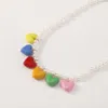 Süße Regenbogen Candy Harz Herz Anhänger Halskette für Frauen Hochzeit Imitation Perle Kette Hals Schmuck Zubehör