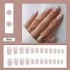 False Nails 24 Pcs French Ballet White Line Fashion Geometric Coffin Press On Flame Rose Pattern Nail Art Manicure Tools Prud22