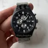 Mens Watch Day Date Chronograph Quartz movement 43mm luminous Fiber dial PVD Steel Case Nylon Strap Black Wristwatches7314590