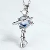 Beautiful Women Necklace Real 925 Silver Natural Blue Topaz Star Key Pendant For Party Gift With Chain253p290i