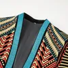 Vintage Colorful Embroidery Suit Jacket Blazer Men Velveteen Jacket Ethnic Style Striped Singer Stage Costume Casual Cardigan 220504