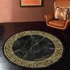 Carpets Luxury Carpet Living Room Black Yellow White Geometric Vintage Style Pattern Round Rugs For Bedroom Floor Mat Nordic Home DecorCarpe