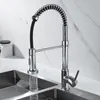 Spring Pullout Brass Matte Black Kitchen Faucet Cold Water Mixer Tap Faucets 360 Rotation 2 Functions Stream Sprayer Nozzle 220401