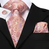 100 Silk Classic Mens Wedding Coral Pink Red Peach Tie Pocket Square Cufflinks Set Rose Ties For Men Solid Paisley