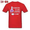 100% katoenen mannen t-shirt geek chemie is als koken grappige t-shirt korte mouwen tops mode brief t-shirt 220520