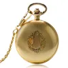 Pocket Watches Luxury Gold Shlied Royal Pattern Mehcnaical Automatic Watch With 30 Cm Chain Fob For Men WomenPocketPocket
