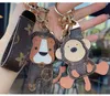 Animal Key Chains Rings Accessories Flower Lion Tiger Monkey Bear PU Leather Car Keychains Buckle Fashion Jewelry Gift Bag Charms Pendant Keyring Holder