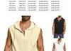 Men's Tank Tops Baggy Top Cotton Linen Solid Button Vest Summer Leisure Beach Sleeveless Hooded Shirt Debardeur Homme C