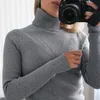 GigogoU GEOMATRIC TURTLENECK女性セーター冬の濃い暖かい長袖プルオーバーエレガントなスリムタイトなセーターブラック201203