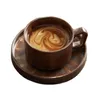 Japanese Style Vintage Ceramic Cappuccino Coffee Cup And Saucer Set Handmade Personalized Custom Pottery Latte Art Drip Mug 220621