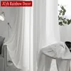 Hoogwaardige witte semi -geplette pure gordijnen voor woonkamer raam Solid kleur lange tule slaapkamer gordijn voile feest gordijnen 220511