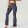 2023 NOUVEAU lu Femmes Pantalons De Yoga lu Solide Couleur Nude Sports Façonner Taille Haute Serré Évasé Fitness Lâche Jogging Sportswear Femmes Nine Point