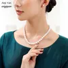 Fête des mères 9-10mm collier de perles d'eau douce coffret cadeau chaîne mère forte lumière à offrir à maman pour belle-mère