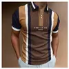 Sommer Hohe Qualität Männer Polo Shirts High Street Print Casual Kurzarm Herren Shirts TurnDown Kragen Zipper Polo Shirt Männer 220608