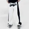 White Black Patchwork Letter Embroidery Casual Trousers Men and Women High Street Straight Oversized Loose Joggers Sweatpants T220803