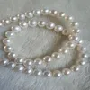 18 "splendido AAA 9-10mm Real Natural South White Pearl Necklace 14k Gold