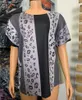 T-shirt con stampa stria di mucca di moda T-shirt da donna con maniche a gomito estive T-shirt con scollo a gomito T-shirt con stampa a righe Magliette allentate casual Abbigliamento sciolto e comodo