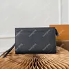 Män kopplingspåse högkvalitativa läderförföljare designer handledsäckar läder handväska klassisk plånbok modekort hållare svarta handväskor stora kapacitet plånböcker pochette