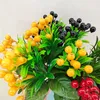装飾的な花の花輪のシミュレーション小さな果実のフリーフルーツプラスチック花人工撮影シーンのレイアウト7フォーク黄色いクリスマスD