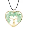 Handdraad verpakt natuurlijke levensboom grindsteen ketting chip edelsteen hanger Fortune Tree Crystal Stone hart ketting