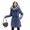 Dames Down Parkas Winter Women Fleece In plus size dikke warme middenlange capuchon Jackets Fur Vrouw Slim Padding1 Luci22