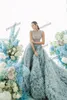 Modern Evening Dresses for Women Elegant Prom Gowns Illusion Crystals Ruffled A Line Runway Fashion Party Outfits