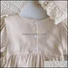 Pagliaccetti in pizzo principessa pagliaccetto per bambini autunno retrò neonato vestiti per bambina in cotone primavera colore puro abiti per neonati 2 pezzi con H Mxhome Dh2Zp