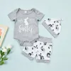 Kläder sätter påskdagar baby flickor 0-18m tryckt kort ärm romper toppar shorts pannband