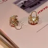 Coréen élégant mignon coquille fleur boucles d'oreilles pour femmes filles délicat Zircon boule Boucle D'oreille bijoux cadeaux