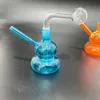 Hurtownia Kształt tykwy kolorowy mini 14 mm palenie mała szklana percolater dab rig bong z miską tytoniową