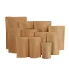 12 Size Doypack Kraft Paper Mylar opbergzak Stand -up papieren aluminium folie thee koekje pakket pouch 3027 t2