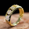 Cluster Rings Men's Fashion 14K Yellow Gold Diamond Band Tennis Pinky Ring Anniversary Gift Engagement Wedding Jewelry Size 5-12Cluster