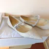 Elegant brudbröllop Baily Sandal Shoes Women's Golden Glitter Leather High Heels Women Pointed Toe Pearls Strap Luxury Designer Sandalias 35-43