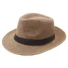 Men's Middle Brimmed Straw Hats Breathable Wide Brim Summer Jazz Hat Gentlemen's Fedora Cap Classic Sun Shading Hat