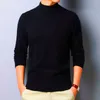 Suéteres de los hombres Wxq001 Otoño Invierno Hombres Mock Turtleneck Knitting Sweater Espesar Fleece Moda Simple Cómodo Slim Fit Color sólido Tops