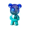 USB Rechargeable Mini Handheld Fan Electroplating Bear Outdoor Creative Desktop Mute Charging Portable three-speed wind with box