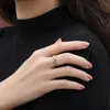Ringos de cluster anel de prata Anel feminino Irregular Ripple Abertura Combinação aberta Ins Simple Style JewelryCluster
