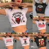 Strange 4 Hellclub Fire T Shirt For Women Designer Cotton Navel Exposed Printed T-shirt Summer Short Sleeve Tops
