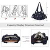 Evening Bags Angelkiss Rivet-Decorated Washed PU Women Shoulder Bag Double-Compartment And Multi-Pocket Large Capacity Lady Messenger ToteEv