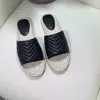 Fashion Espadrilles platform sandal Rubber Sole Flat Casual Slipper cotton and linen blend lattice straw double metal Beach NO30